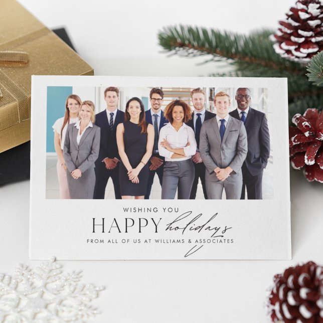 Modern Professionell Business Team Corporate Julkort (Corporate holiday card with business team photo and Happy Holidays message.)