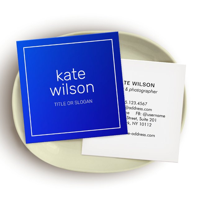 Modern Professionell Cobalt Blue Fyrkantigt Visitkort (Skapare uppladdad)