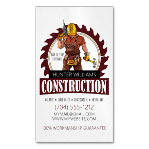Modern Professionell Construction Builder Magnetiska Visitkort