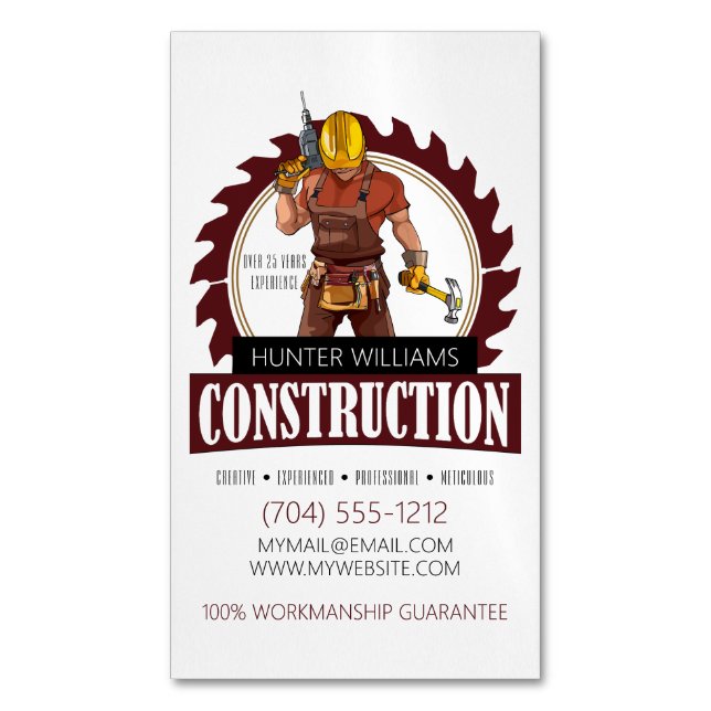 Modern Professionell Construction Builder Magnetiska Visitkort (Framsida vertikal)