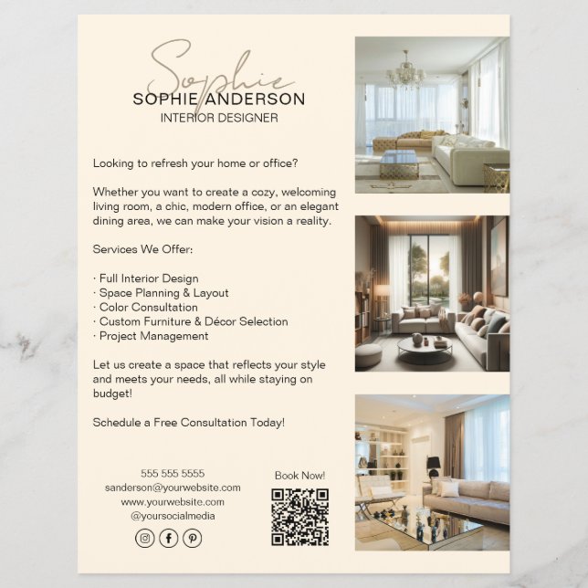 Modern Professionell Cream Business Reklamblad (Framsidan)