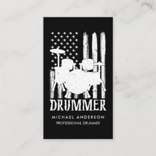 Modern professionell Drums Drummer American Flagga Visitkort