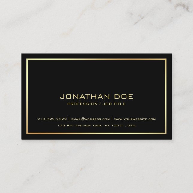 Modern Professionell Elegant Black Guld Classy Visitkort (Framsida)