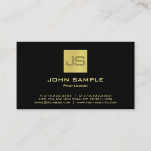 Modern Professionell Elegant Black Guld Monogram Visitkort