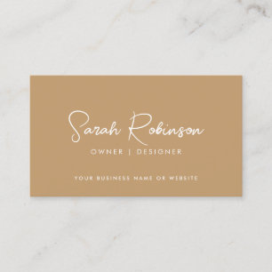 Modern Professionell Elegant Boho Beige Script Nam Visitkort