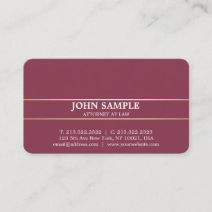 Modern Professionell Elegant Bordeaux Lawyer Visitkort