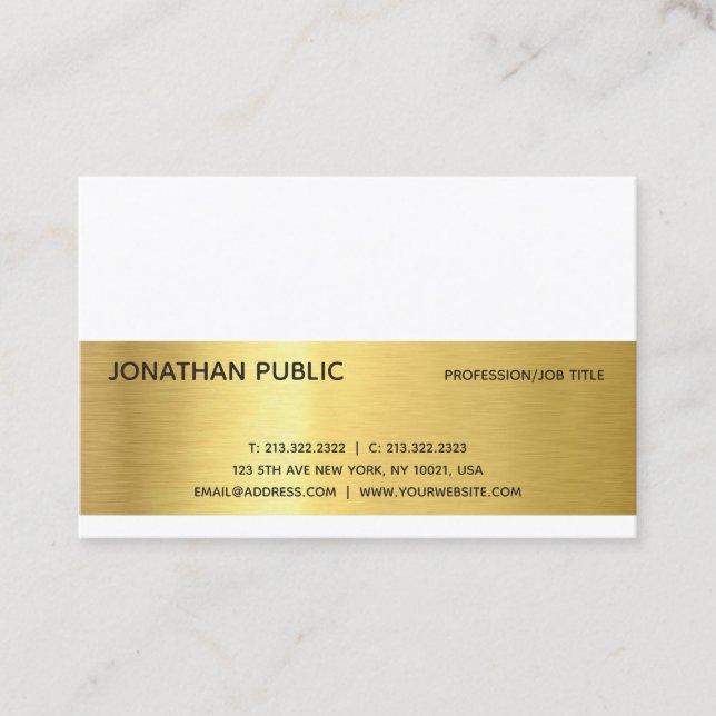 Modern Professionell Elegant Guld Plain Luxury Chi Visitkort (Framsida)
