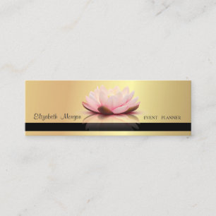Modern Professionell Elegant Guld, Randig Lotus Mini Visitkort