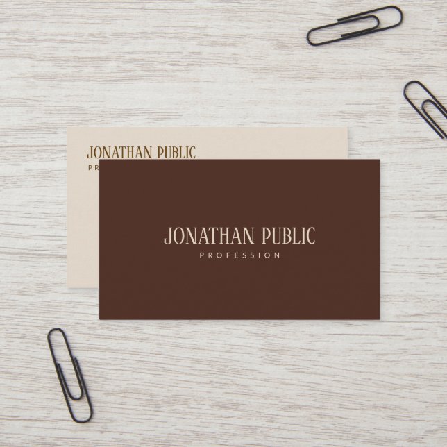 Modern Professionell Elegant Mall Brun & Beige Visitkort (Fram/Back In Situ)