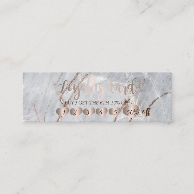 Modern Professionell Elegant Ro Guld Hearts Marbl Lojalitetskort (Framsida)