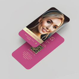 Modern Professionell Elegant Rosa Guld Monogram Qr Visitkort