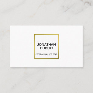 Modern Professionell Elegant Vita Guld Chicen Enke Visitkort