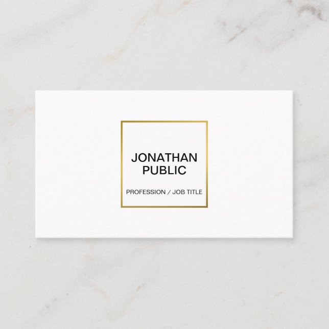Modern Professionell Elegant Vita Guld Chicen Enke Visitkort (Framsida)