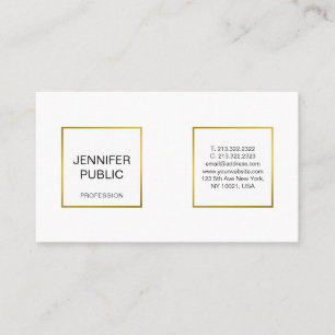 Modern Professionell Elegant Vita Guld Chicen Enke Visitkort