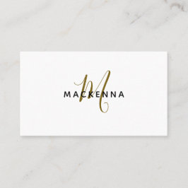 Modern Professionell Elegant White Guld Monogram Visitkort