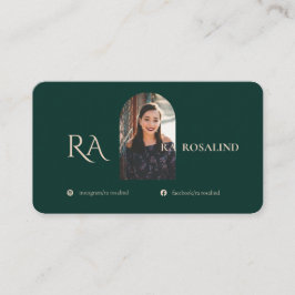 Modern Professionell Emerald Grönt Monogram Photo Visitkort