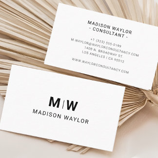 Modern Professionell Enkel Monogram Minimalistisk Visitkort