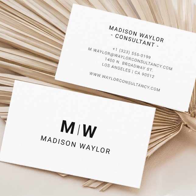 Modern Professionell Enkel Monogram Minimalistisk  Visitkort (Modern Professional Simple Monogram Minimalist Business Card)
