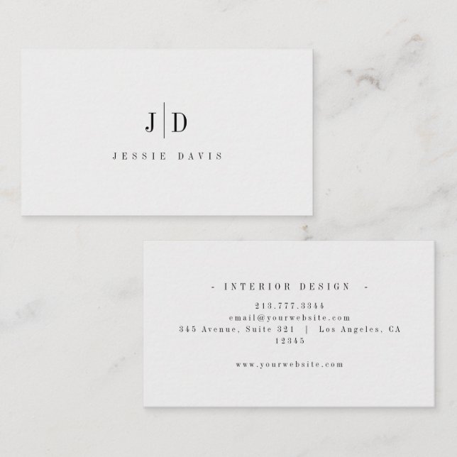 Modern Professionell Enkel Monogram Visitkort (Fram/baksida)
