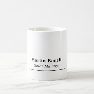 Modern Professionell Enkel Svart & Vit Namntitel Kaffemugg