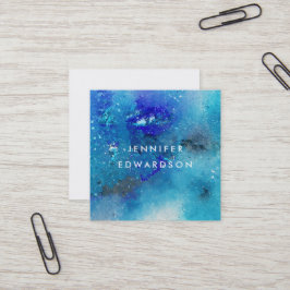 Modern professionell för blåfärgad teal-platter fyrkantigt visitkort