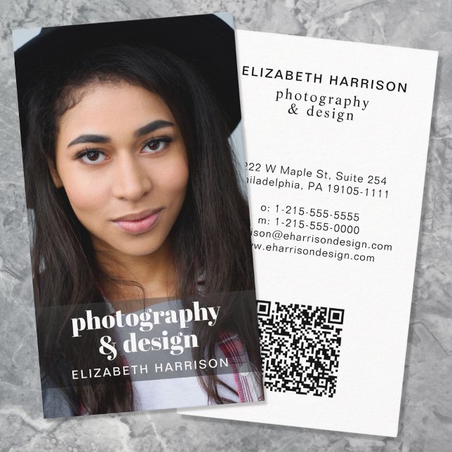 Modern Professionell för foto QR-kod Visitkort (Input your website address to create a scannable QR code)