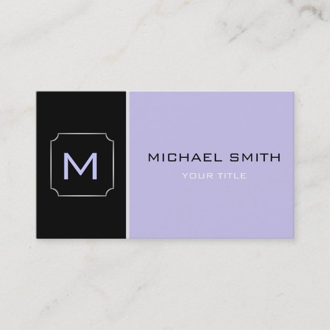 Modern Professionell för Lavender & Black Plain El Visitkort (Framsida)