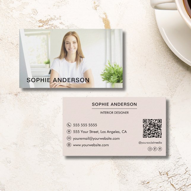 Modern Professionell för minimal Anpassningsbar -  Visitkort (Modern Minimal Custom Photo Professional Business Card)