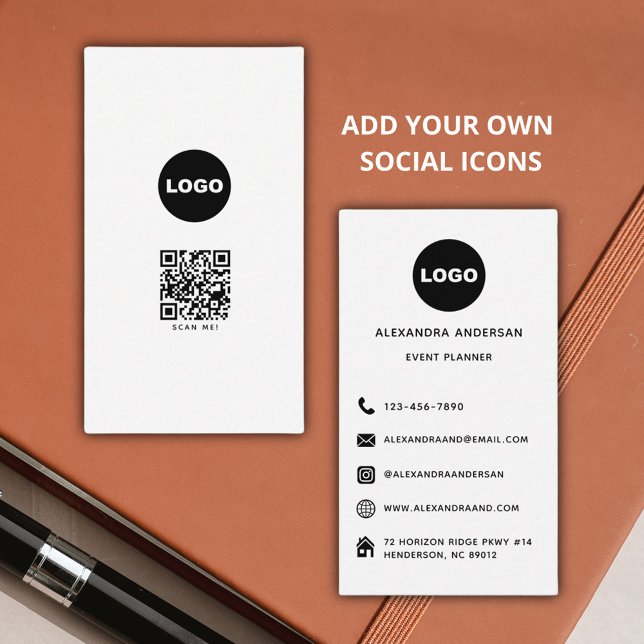 Modern Professionell för minimal Logotyp Qr-kod Visitkort (Modern Minimalist Logo Qr Code Professional Business Card)