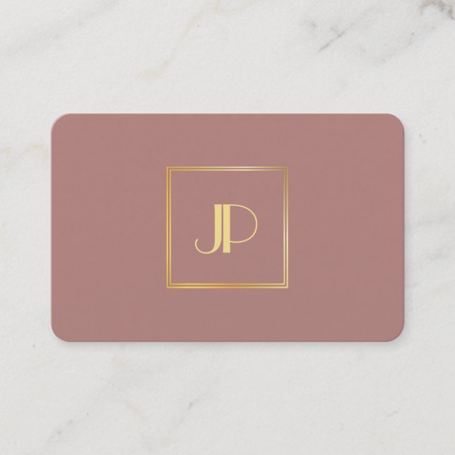 Modern Professionell för Monogram-Elegant i Guld Visitkort (Framsida)