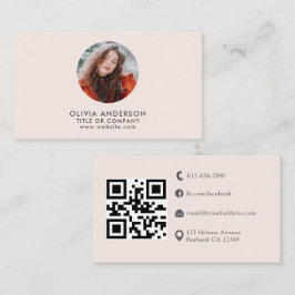 Modern Professionell för  Rosa - foto QR-kod Visitkort