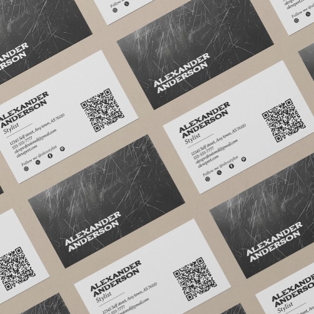 Modern Professionell för svart kol, kloster Visitkort (Modern Black Charcoal Scribble Professional Business Card)