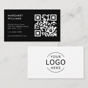 Modern Professionell för svartvit QR-Logotyp Visitkort