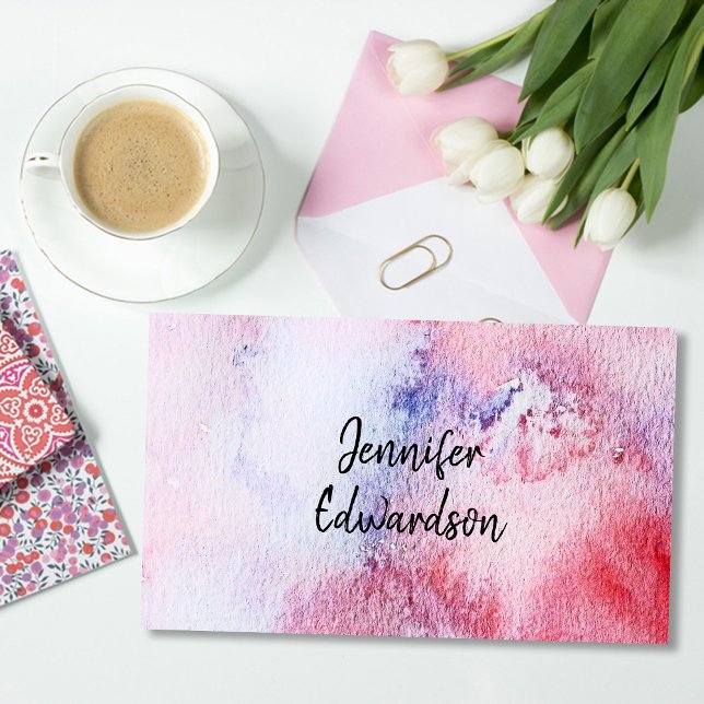Modern professionell för trendigets vattenfärg visitkort (Modern elegant watercolor splatter professional business card.)