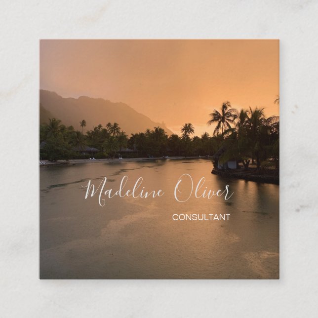 Modern Professionell för Tropical Travel QR-kod Fyrkantigt Visitkort (Framsida)