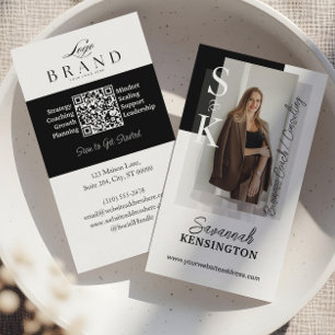 Modern Professionell Foto Monogram & Logo QR-kod Visitkort