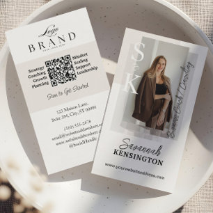 Modern Professionell Foto Monogram & Logo QR-kod Visitkort
