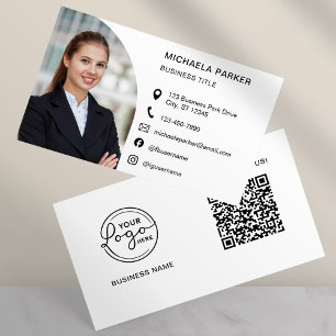 Modern Professionell Foto QR-kod Sociala Medier Visitkort
