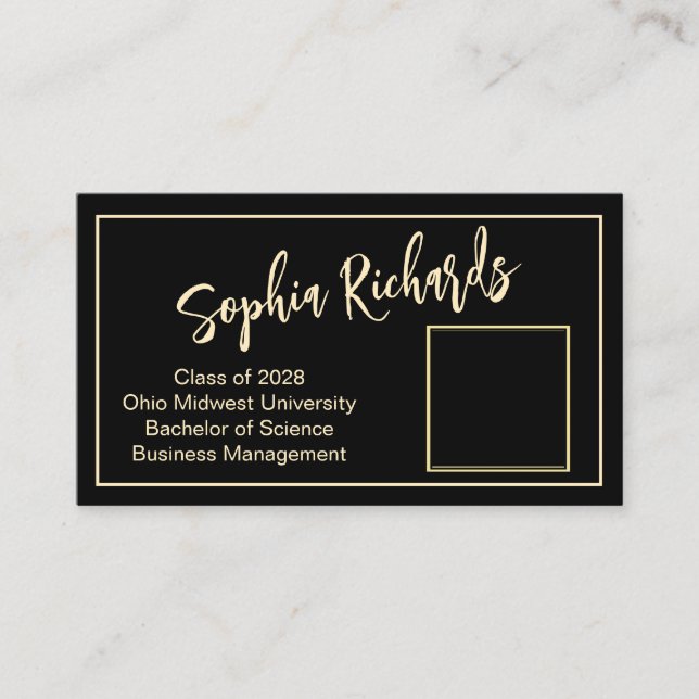 Modern Professionell Foto Student Introduktion Visitkort (Framsida)