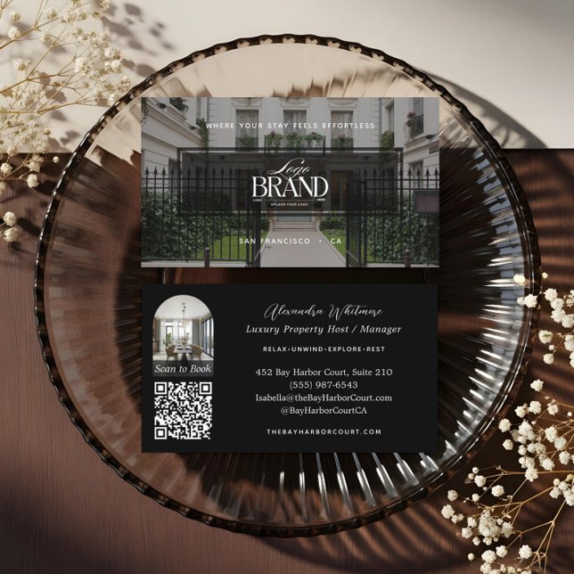 Modern Professionell Fotografisk Uthyrningsejendom Visitkort (Modern Professional Photo Rental Property Logo Business Card)