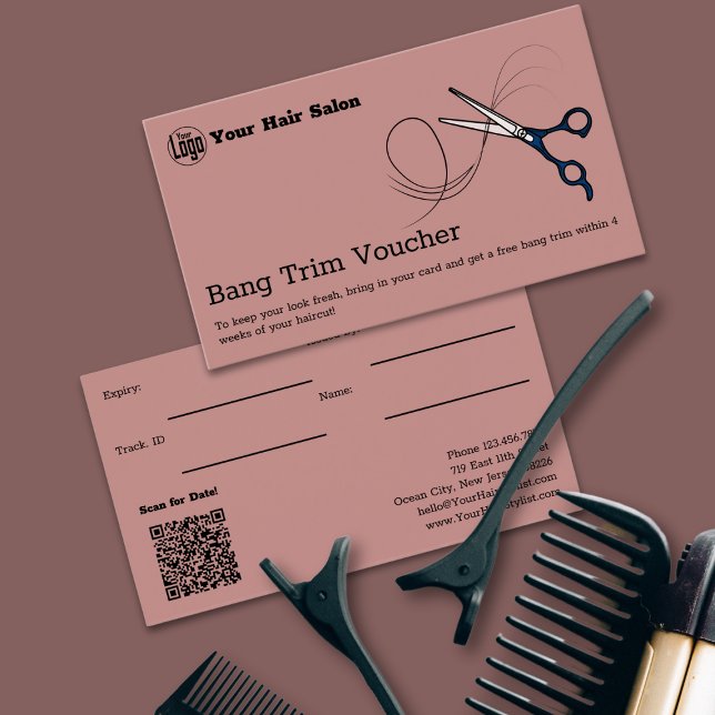 Modern Professionell Free Bang Trim Voucher Card Visitkort (Modern Professional Free Bang Trim Voucher Card)