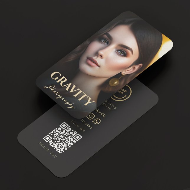 Modern Professionell Freelance Photograf QR-Logoty Visitkort (Modern Professional Freelance Photographer QR Logo Business Card
)