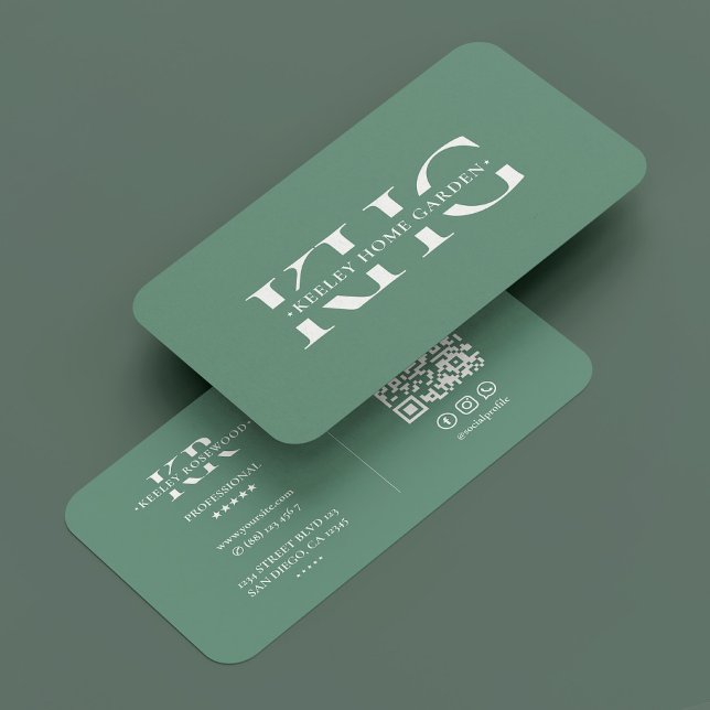 Modern Professionell Gardener Botanist Dusty Teal Visitkort (Modern Professional Gardener Botanist Dusty Teal Business Card
)