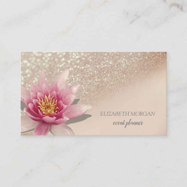 Modern professionell glitter bokeh vattenfärg lotu visitkort (Framsida)