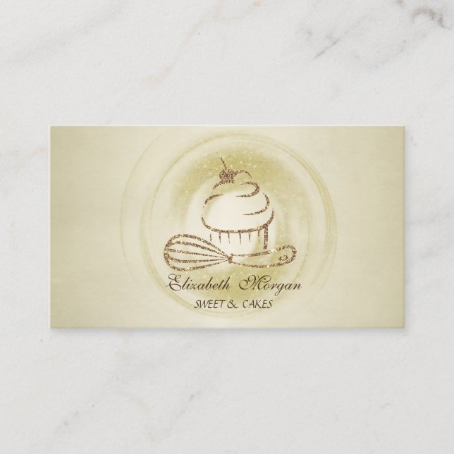 Modern professionell glitter-cupcake-visp visitkort (Framsida)