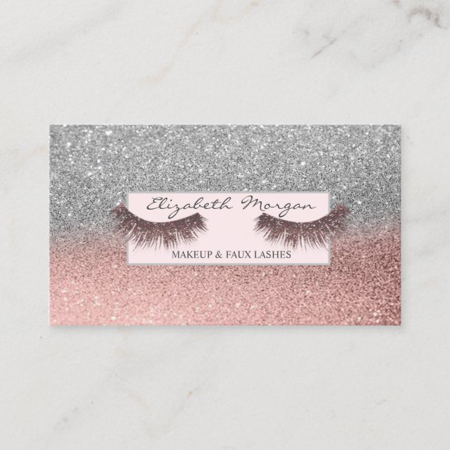 Modern Professionell Glitter Faux Lash, Ram Visitkort (Framsida)