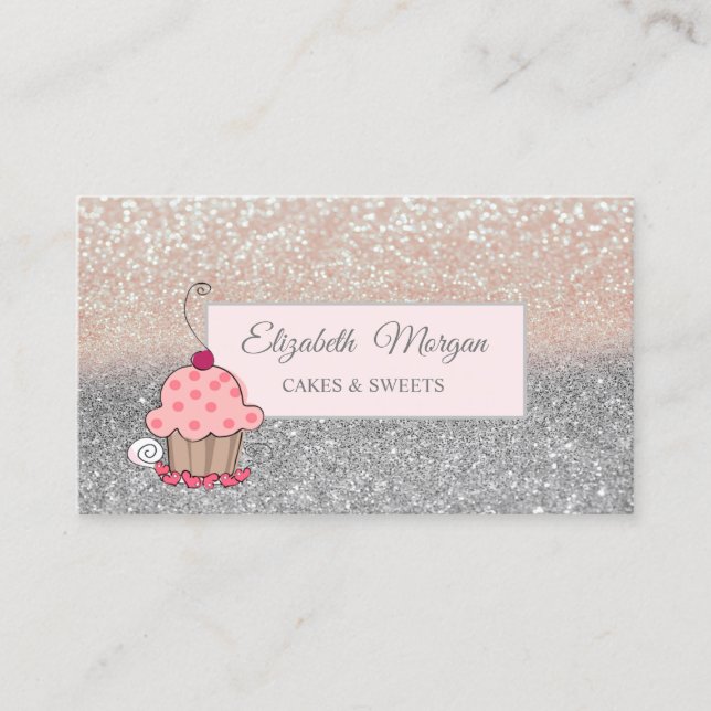 Modern Professionell Glitter, Ram, Cupcake Visitkort (Framsida)