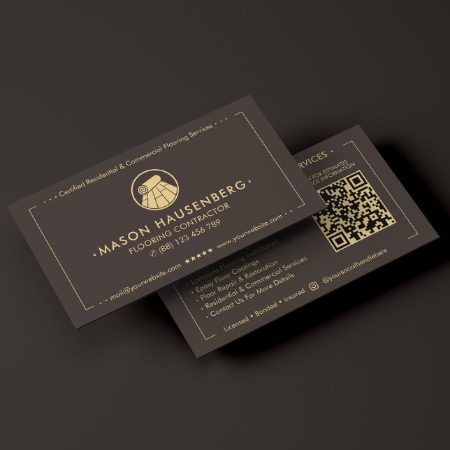 Modern professionell golventreprenör Espresso Visitkort (Modern Professional Flooring Contractor Espresso Business Card
)