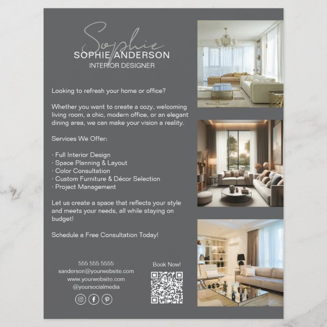 Modern professionell grå affärsskrift reklamblad (Framsidan)