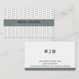 modern professionell grått rand & initialer mönste visitkort